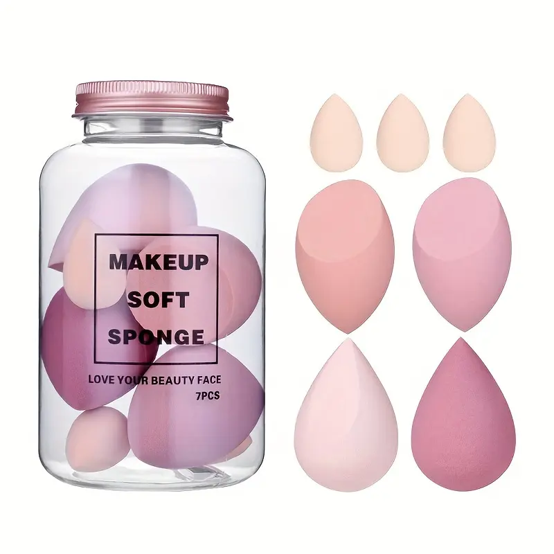 7pcs Hydrophilic Polyurethane Makeup Sponges, Unscented Beauty Blender Set, Skin-Friendly Foundation & Concealer Application Tools, with Air Cushion Design for All Skin Types 3