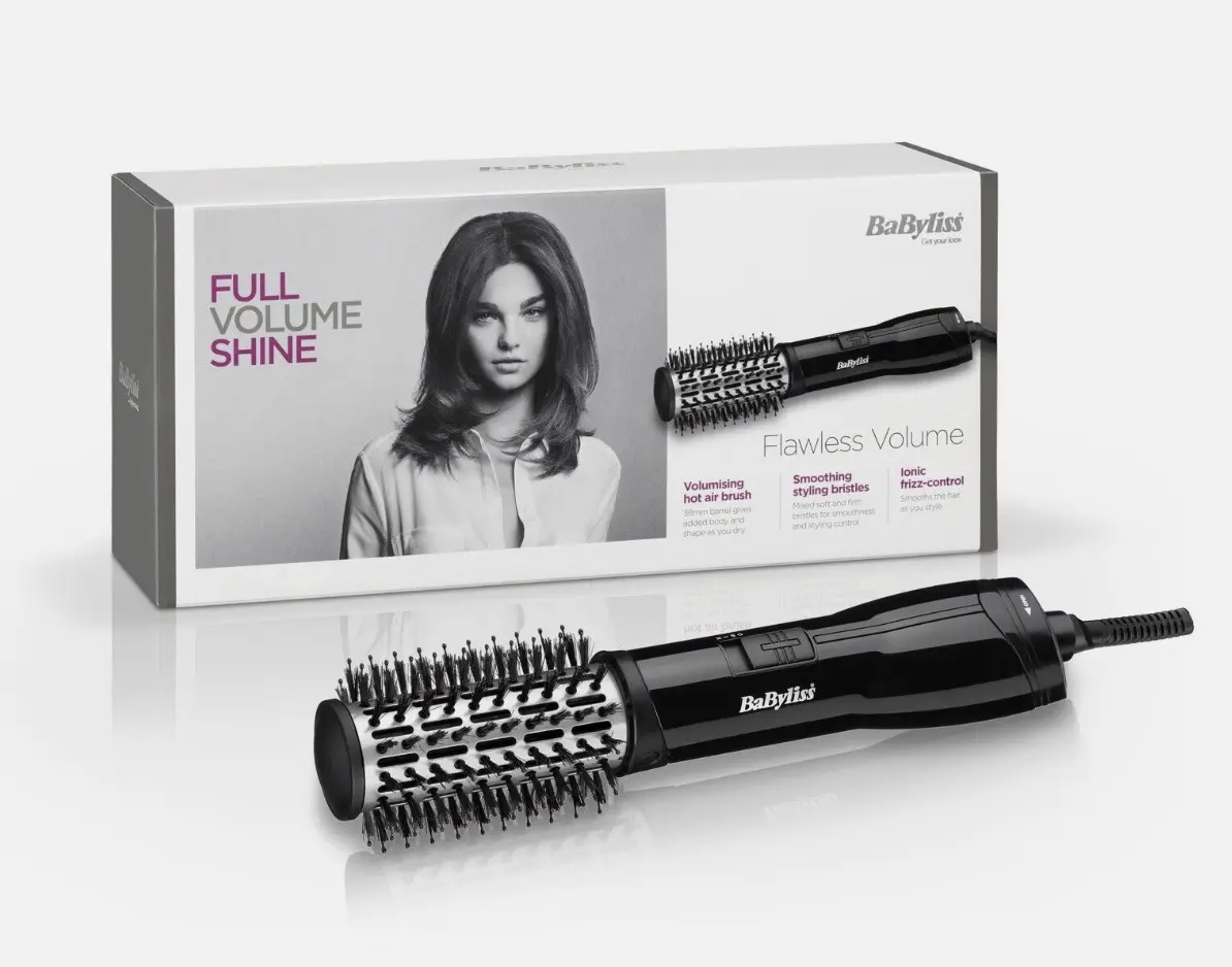 BaByliss 2764U Flawless Volume Hot Air Hair Brush Styler w/ 38mm Ceramic Barrel revair  blow