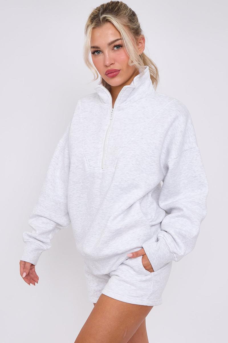 Product Introduction of H.O.S Women's 1/2 Zip Top & Shorts Fleece Co-ord Set 11