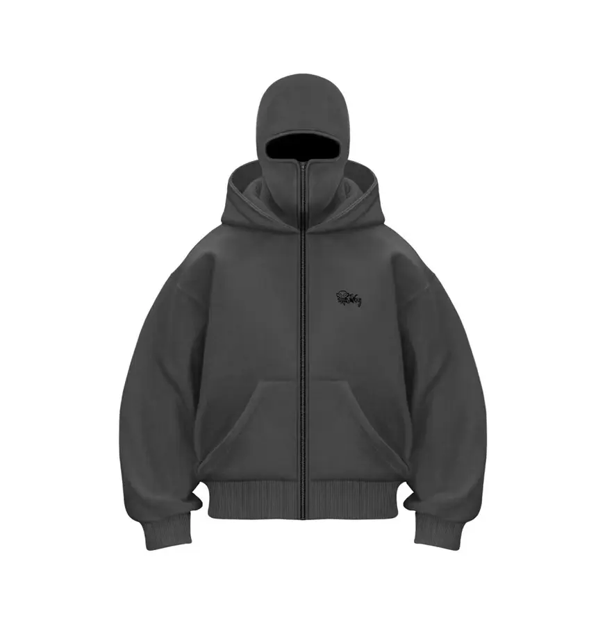 2025 Double hat gangster design hooded zipper cardigan hoodie couple windproof high street coat Menswear Sweatshirts Tops Long Sleeve Casual
