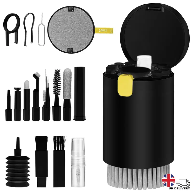 Mobile Cleaning Kit 20-in-1 Multifunctional Electronic Gadgets Cleaning Kit | Cleaning Set for Keyboard, Laptop, AirPods, Phone, Camera, Earbuds, Screen – Tools with Brushes, Spray Bottle, Keycap Puller, Air Blower, Cloth – All-in-One Tech Cleaner Set 0