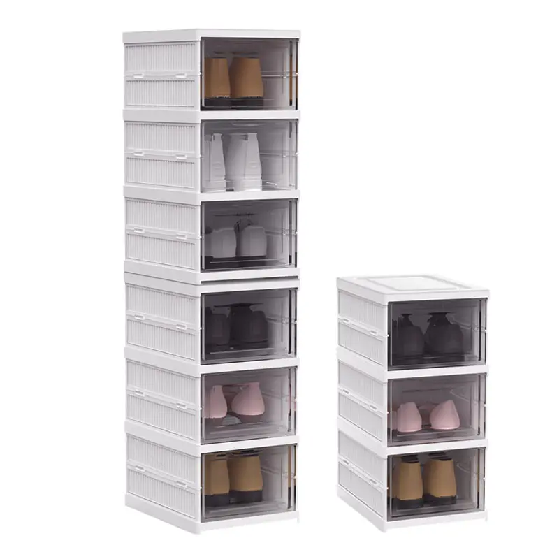 Livingandhome 3/6 Tiers Modernist Installation, Free Foldable & Stackable Shoe Storage Box, Shoe Rack Organiser 4