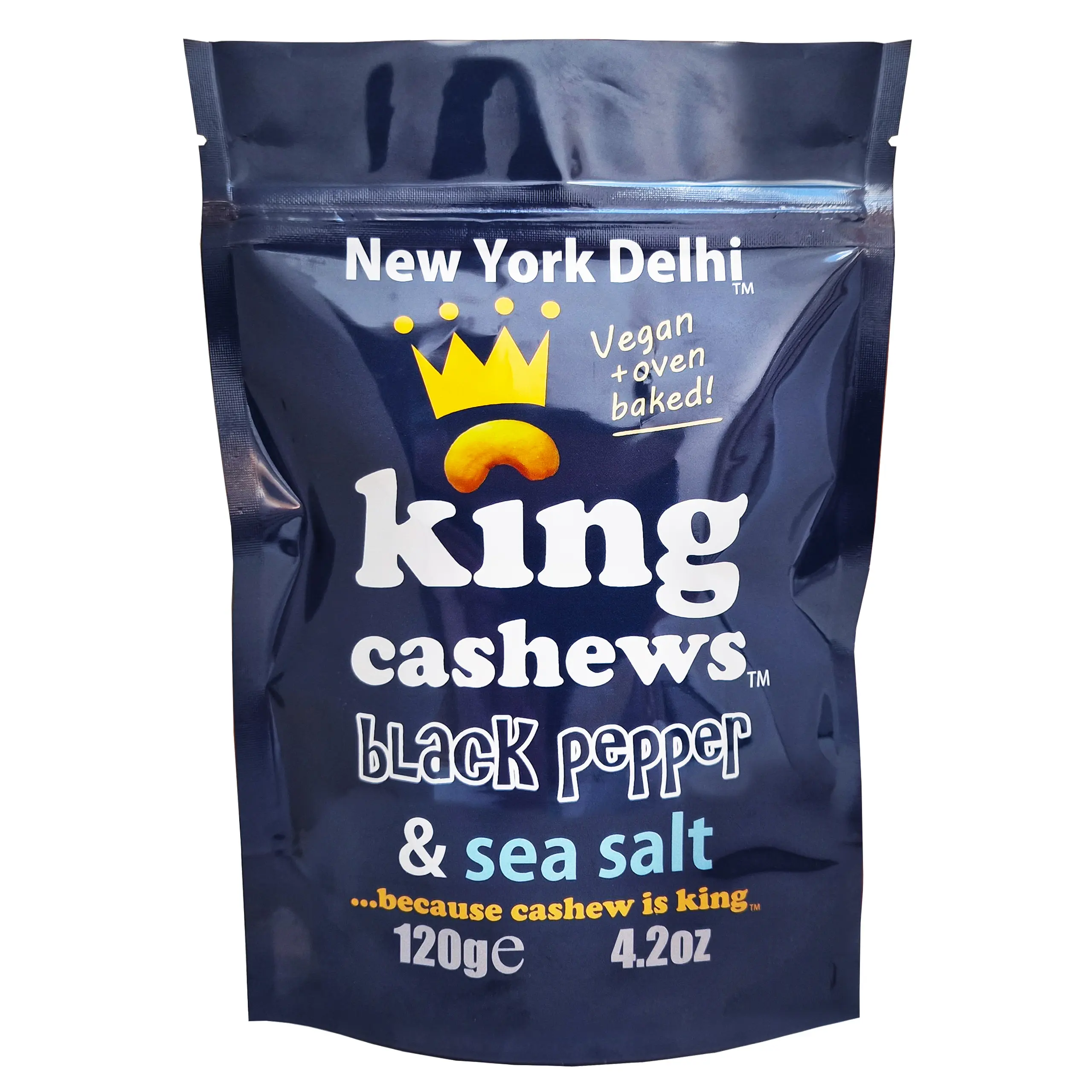 New York Delhi King cashews oven baked Vegan - pepper and sea salt snack healthy ViPnuts