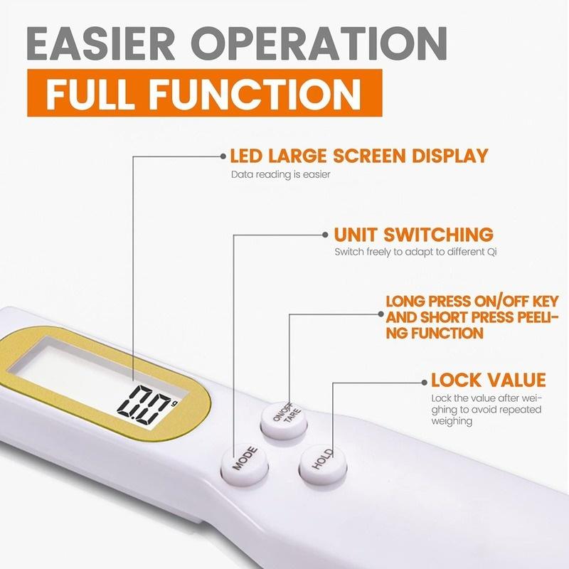 Accurate Measure Digital Kitchen Scale Spoon - LCD Display, 0.1g-500g Precision, Button Battery-Powered, Ideal For Cooking, Baking, And Portion Control Measuring Utensils 8