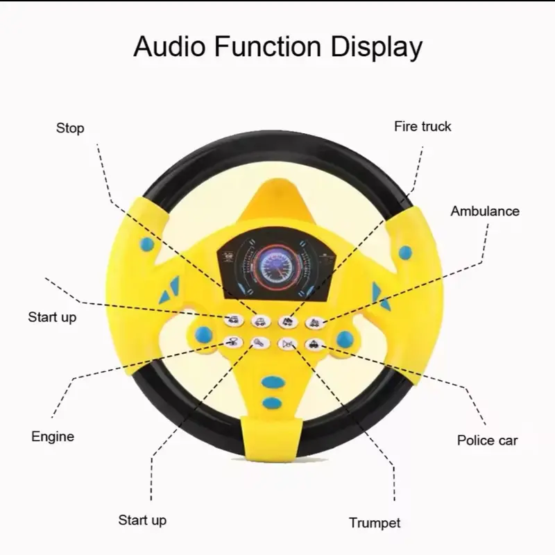Eletric Steering Wheel Toy with Light Sound for Baby Kids - Educational Portable Simulated Driving Steering Wheel Vocal 3