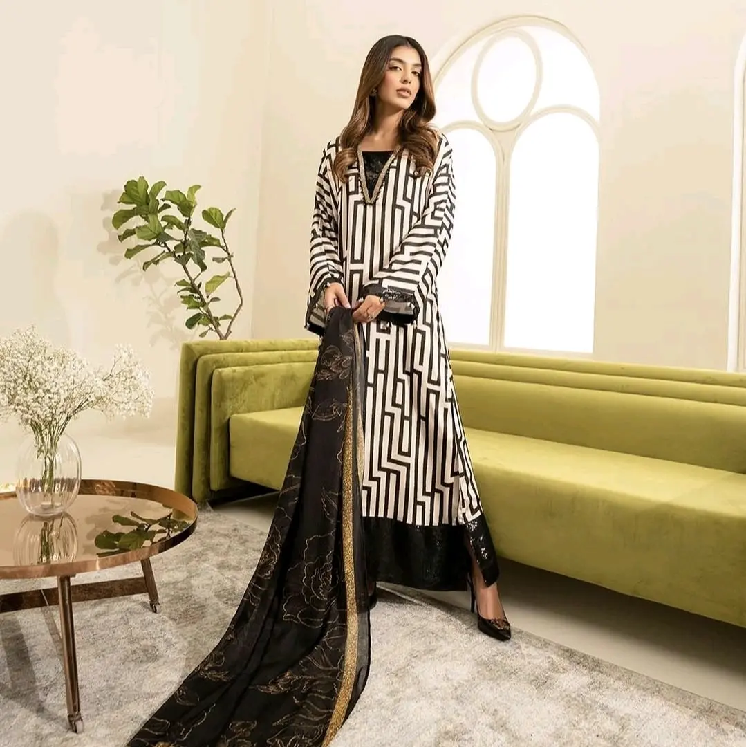 Lulusar Master copy Pure Shemoz Silk 3pc long length Dress..