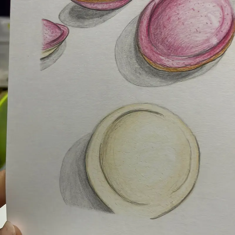 Original flying saucers coloured pencil drawing 4