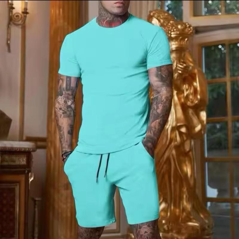 Men’s Shorts and T-Shirt Set in Over 12 Colours - Available in Multiple Colors -  Streetwear Tshirt Summer Basic Comfort, Top Breathable Clothing Fabric Menswear Outfit Day Loose Minimalist Comfortable Lightweight Outdoor Style Suit Womenswear Crewneck 2