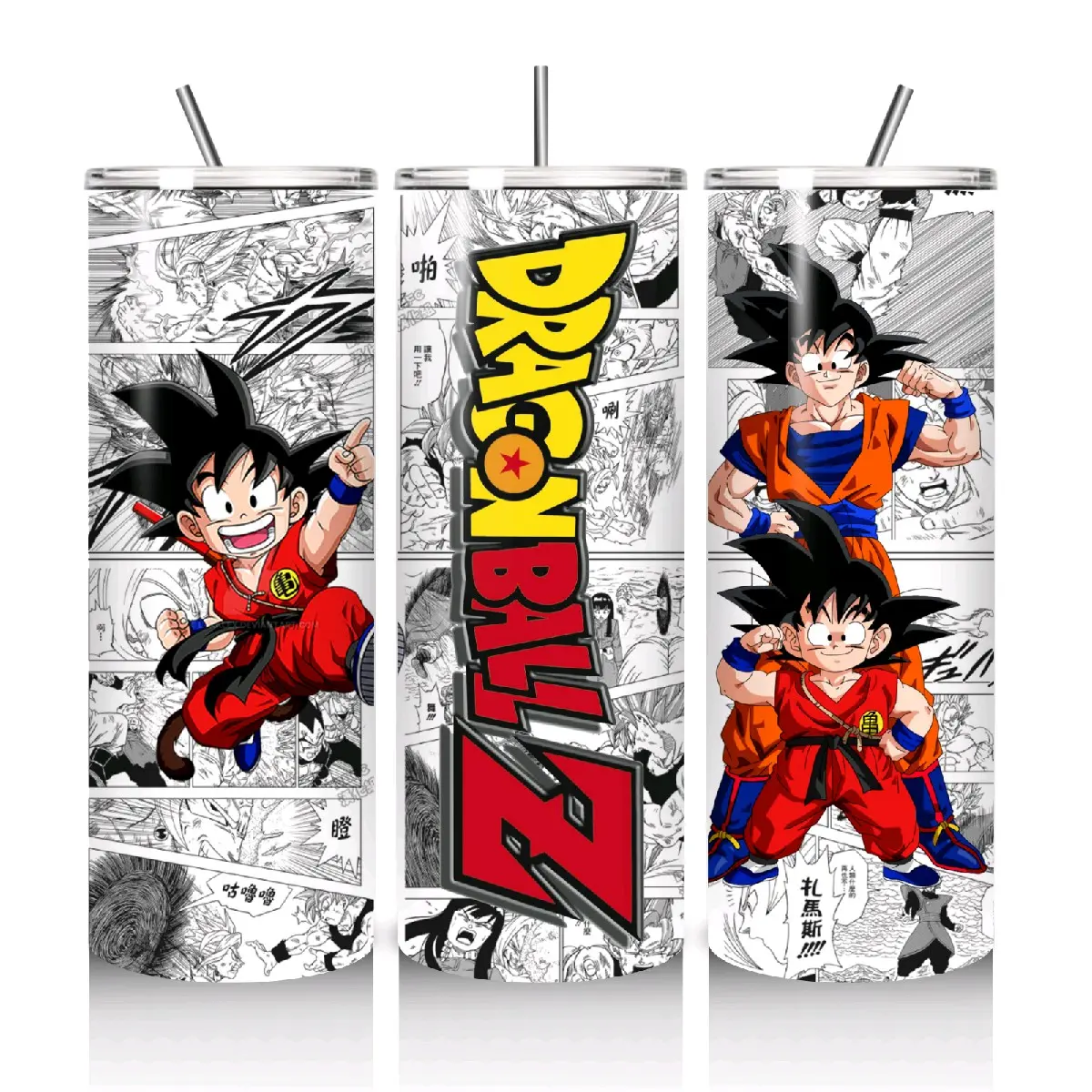 Dragonball Z Inspired Skinny with Lid & Plastic Straw Drinkware Colorful Printed Bottle Handy Portable Bottled Washable custom tumblers Water Bottles Mug Reusable Cup Christmas Gift cold cups