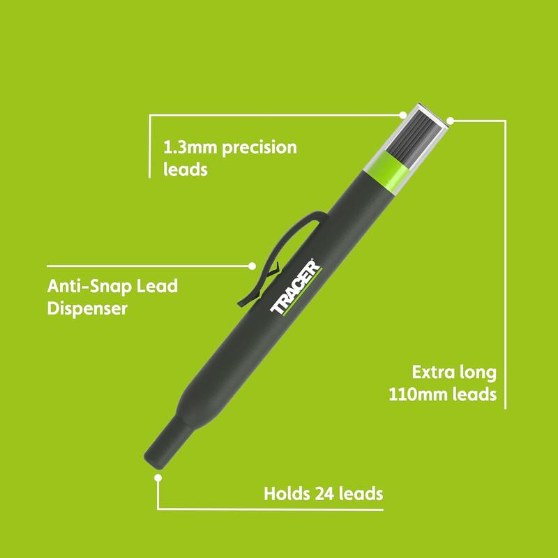 TRACER Pro Series 24x Deep Hole Precision Pencil Graphite Replacement Lead, APPL1 1