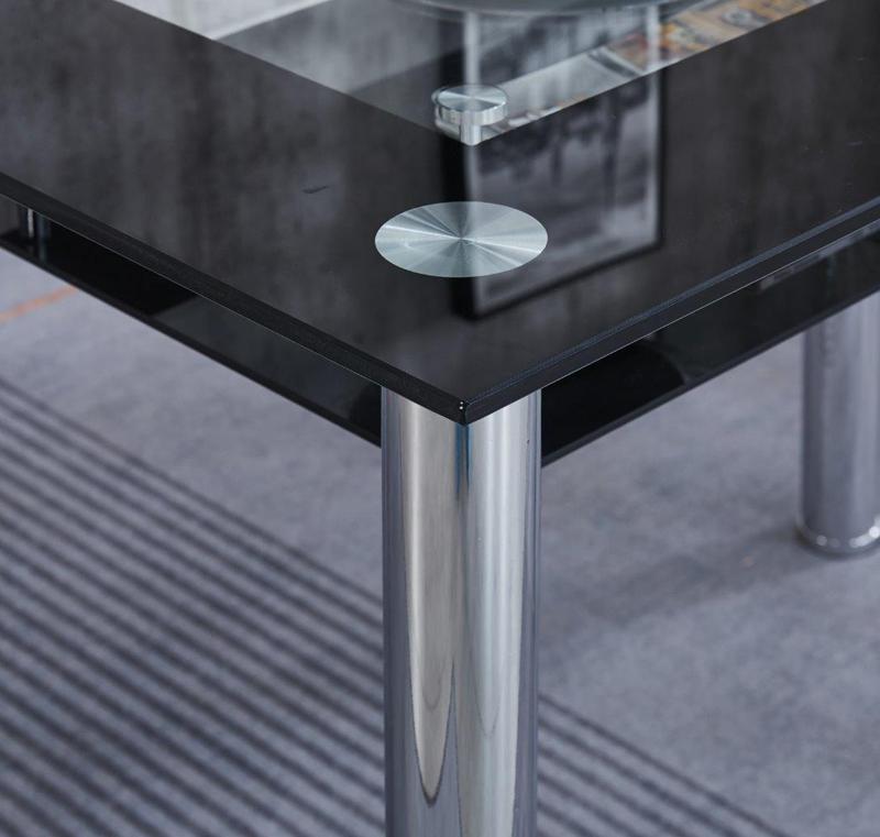 Modernique Compact Tempered Glass Table with 4 Chairs Set Available in Black & Grey 8