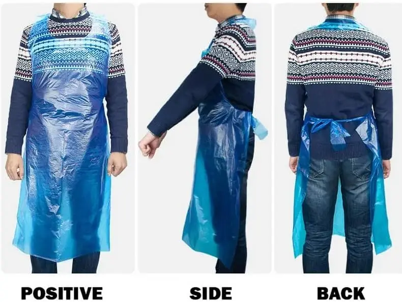 HOT BARGAINS 100 X Disposable Blue Arm Covers + 100 x Blue Aprons Combo Waterproof Arm Sleeves and Aprons For Cooking, Medical, Cleaning Etc. Kitchen Pack Kitchen Pack Kitchen Pack Plastic 4