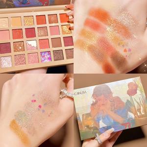 Canusa 24 Colors Eyeshadow Palette with Mirror | Highly Pigmented SparkleShimmers and Glitters Metallic Eye Shadow | Travel Kit Size | Compact Design - Cosmetic