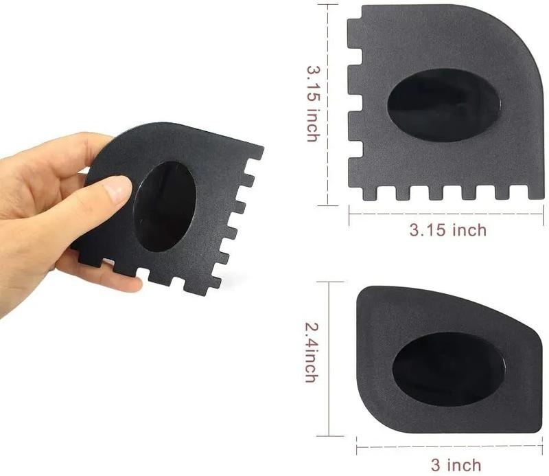 Plastic Grill & Pan Scrapers Cleaner Black Tool Durable Set For Cast Iron - 2pcs 1