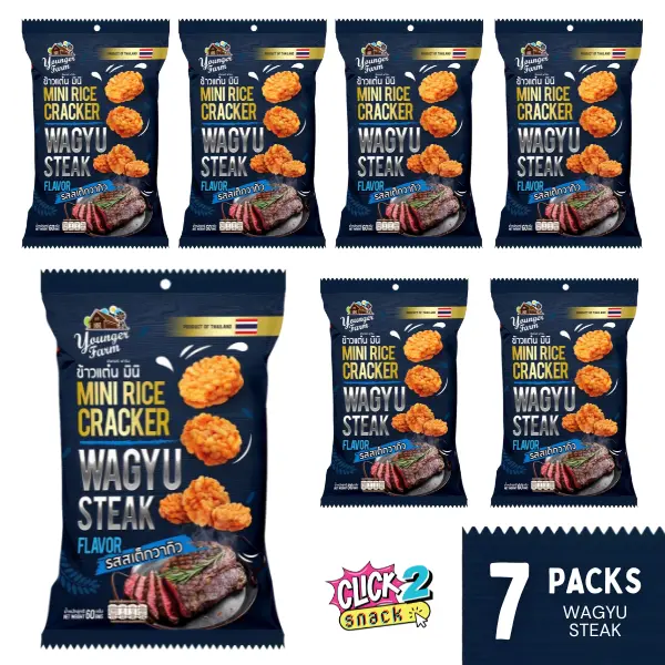 Younger Farm 7-Pack Mini Rice Crackers Snack Crispy crisps 60G X 7 - Made from 100% Thai Sticky Rice, Gluten Free, Halal Certified 6