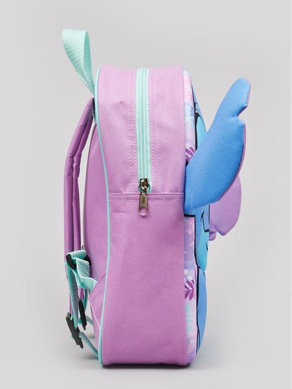 Disney Stitch Floral Lilac 3d Ears Cute School Backpack 26cm (W) x 31cm (H) x 8cm (D) 2