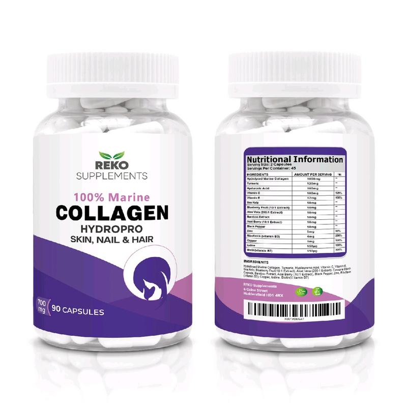 Marine Collagen 90 Capsules with Hyaluronic Acid, Biotin and Blueberry Hydrolysed type 1, with vitamins and minerals, supplement for Women, Hair,Nail,and Skin Supplement, vitamins for women Healthcare  Beauty 1