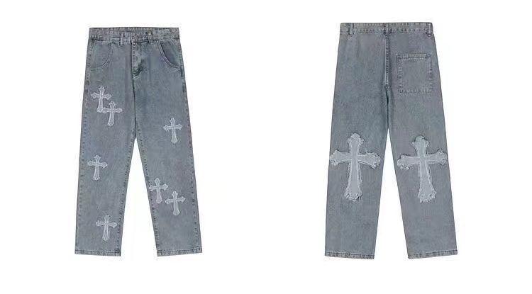 Product Introduction of Streetwear Gothic Jeans Women Y2K High Waist Jeans Trousers Casual Cross Cargo Pants Korean Summer Straight Baggy Punk Clothes 6