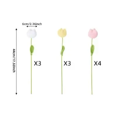 【Women's Day gift】Four Seasons HomeFurnishings -Crochet Tulip Vaseless, 10/20/30Artificial Flowers, Living Room Home Decor,Bedroom Dining Room, Christmas Wedding Party,Gift ltems Decorative Plants Omaments 8