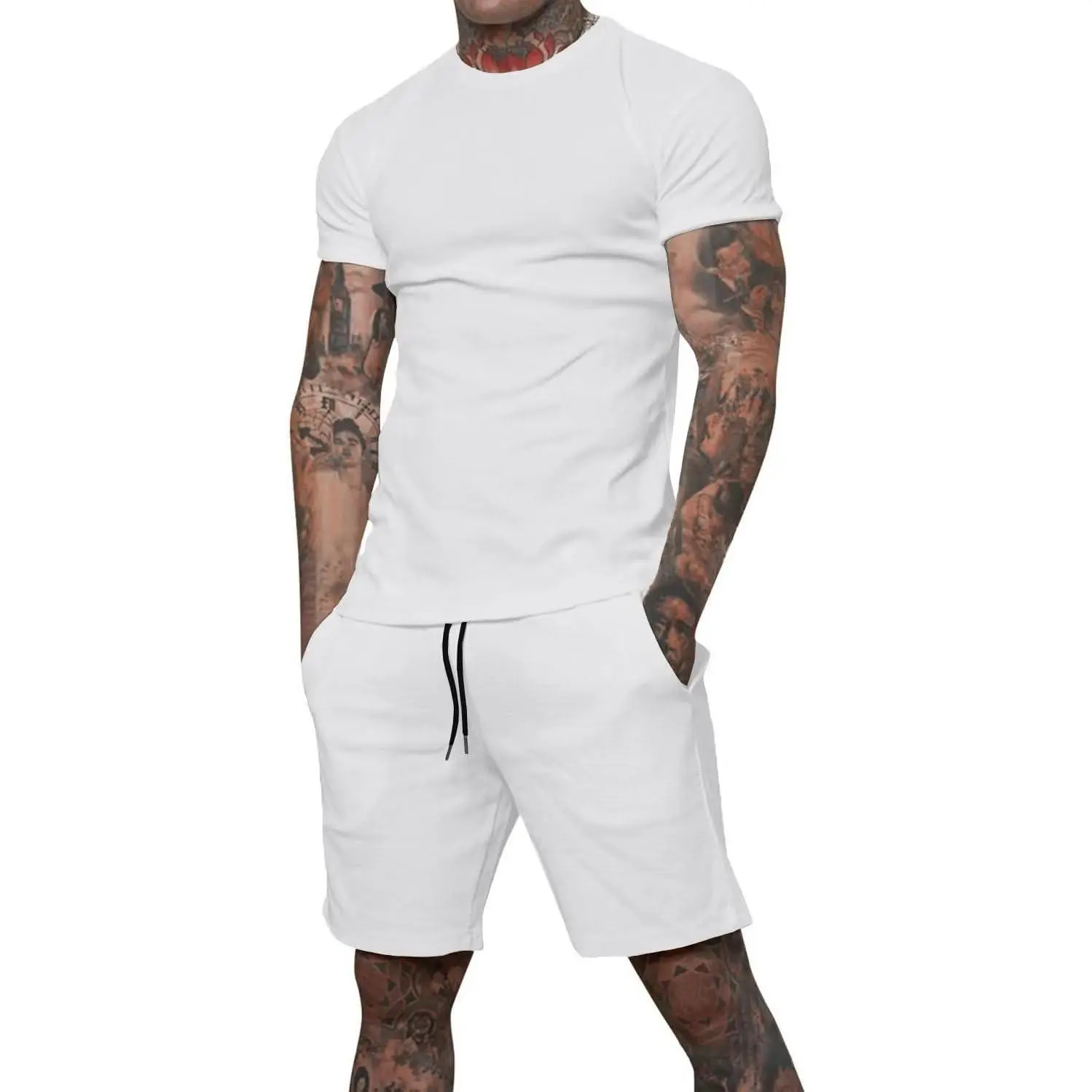 Uni Clau Mens Short Sets 2 Piece Outfits Fashion Summer Tracksuits Casual Shirt and Shorts Set