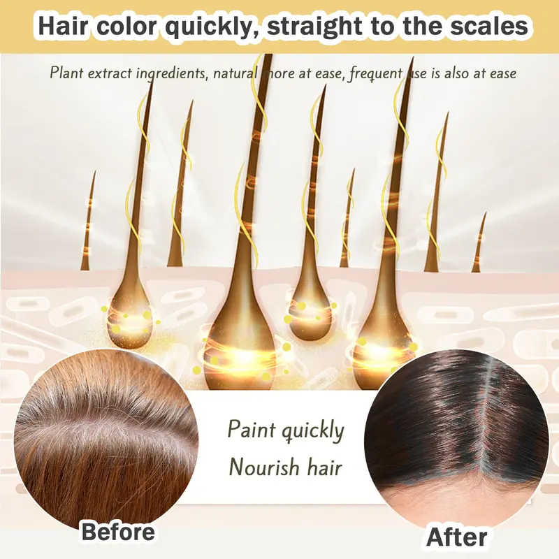 Hair Dye Shampoo,Nova Hair Instant Dye Shampoo,Nova Hair Dye Shampoo 3 in 1, for Men &amp; Women (Light Brown) 4