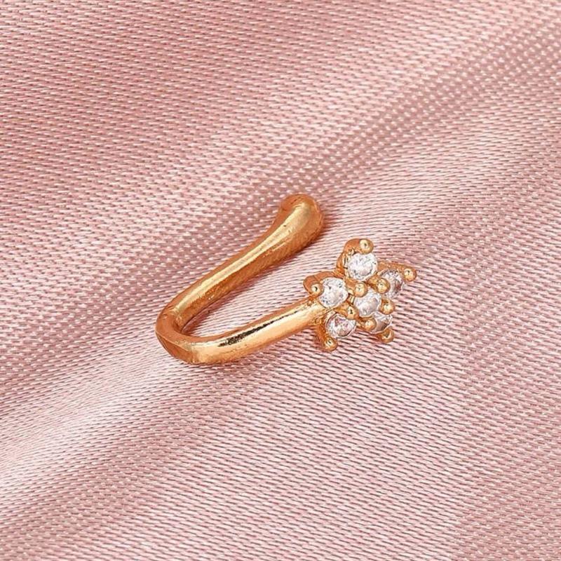 Copper Cubic Zirconia Decor Nose Cuff For Women And Men, Punk Non Piercing, A Fashionable Body Jewelry Gift For Any Occasion 4