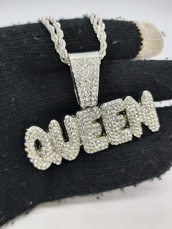 Brand New Iced Out QUEEN Pendant and Chain 0