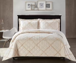Embossed Ruffle Quilted Bedspread Bed Throw Single Double King size bedding set