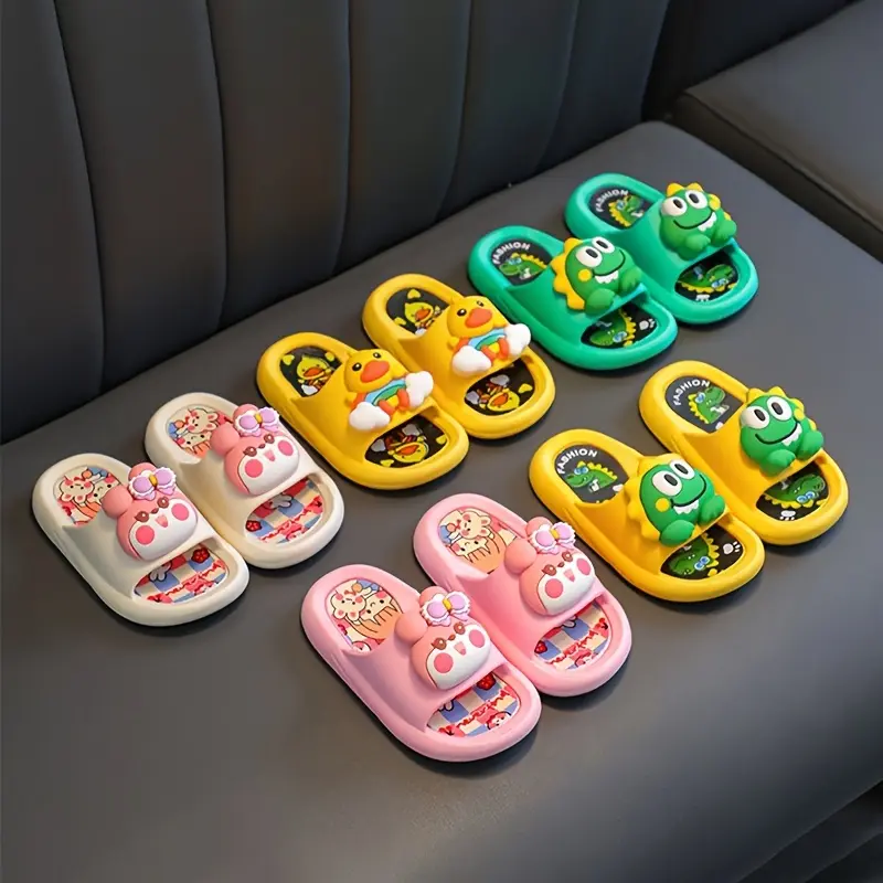 Cute Cartoon Slippers, Anti Slip And Lightweight Open Toe Slippers, Comfortable Home Slippers, Shower Shoes, All Seasons Footwear Walking Shoes Women Girl Flipflop Slide 3