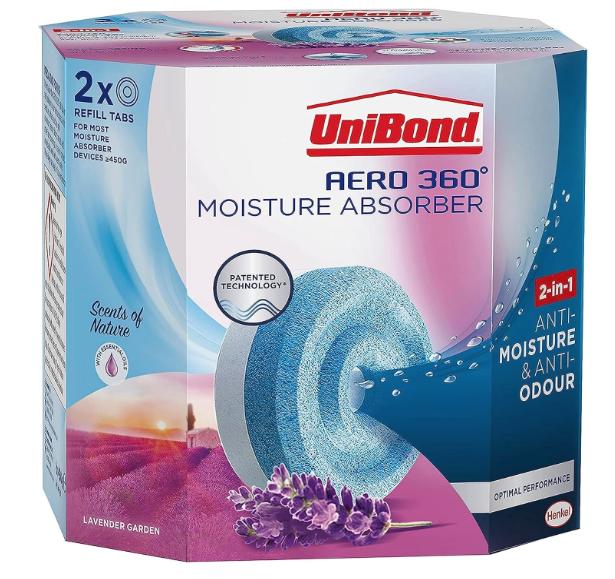 UniBond AERO 360° Moisture Absorber Lavender Dehumidifier, Condensation Absorbers, Twin Pack - 2 x 450g 0