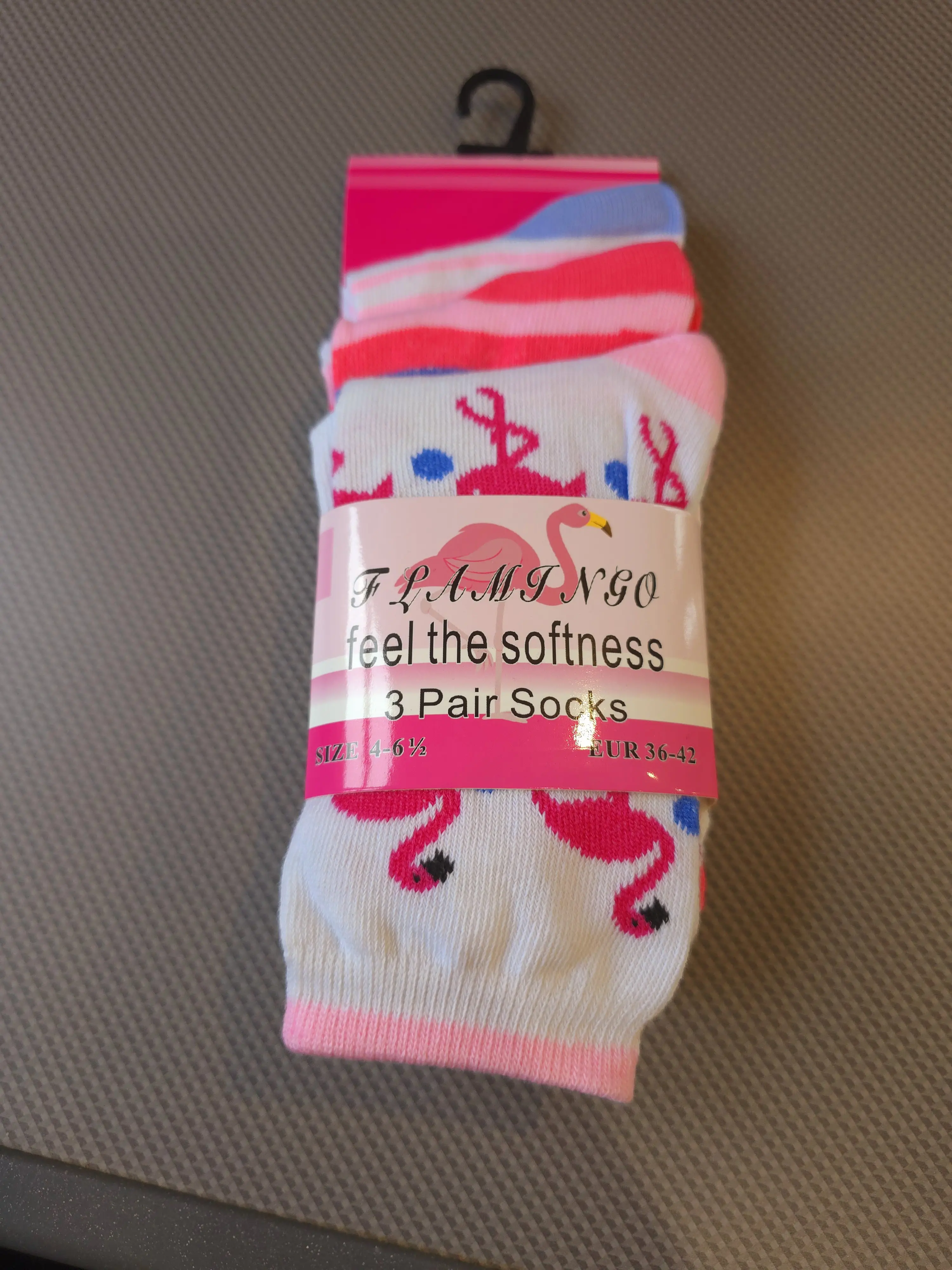 Flamingo themed socks size 4-6.5  pack of 3.