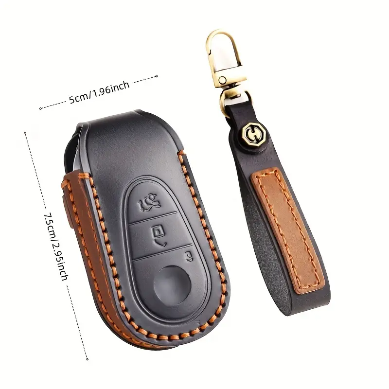 Hallmo Handmade PU Leather Car Key Case Cover, Compatible with Mercedes-Benz Key Fob, Luxury Gift for Father, Men's Key Holder for New 2021 Mercedes Maybach S450 S500 - Auto Accessories 1