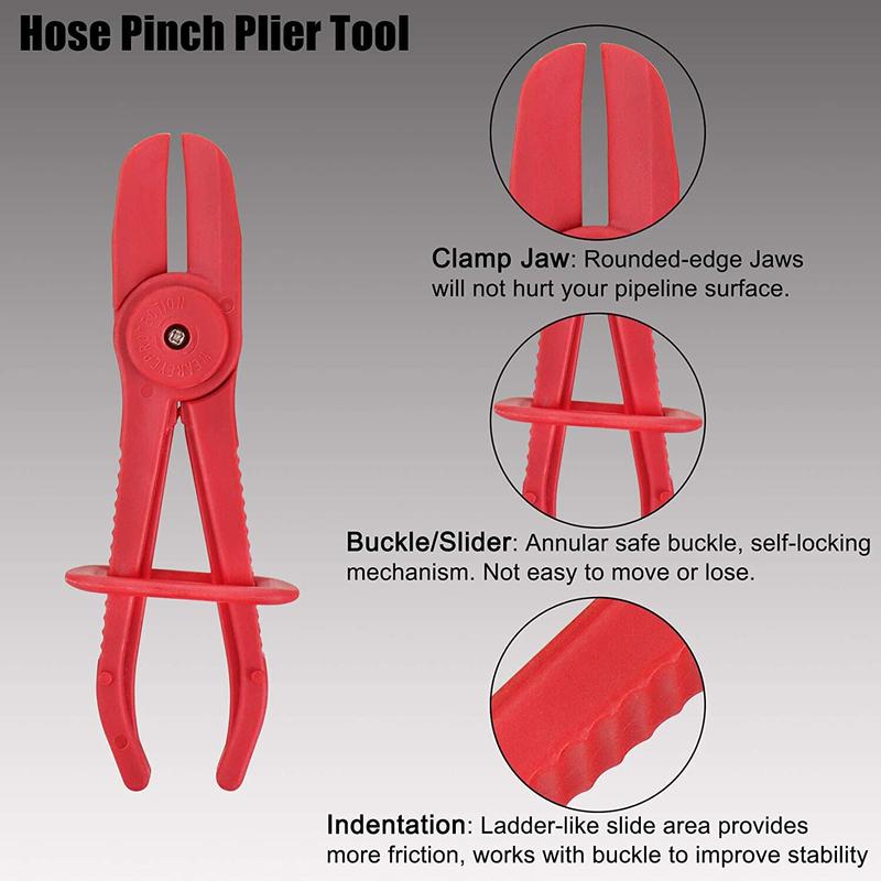 3X Hose Pinch Clamp Red Brake Fuel Water Line Plier Set Garage Hand Tool Kit 3