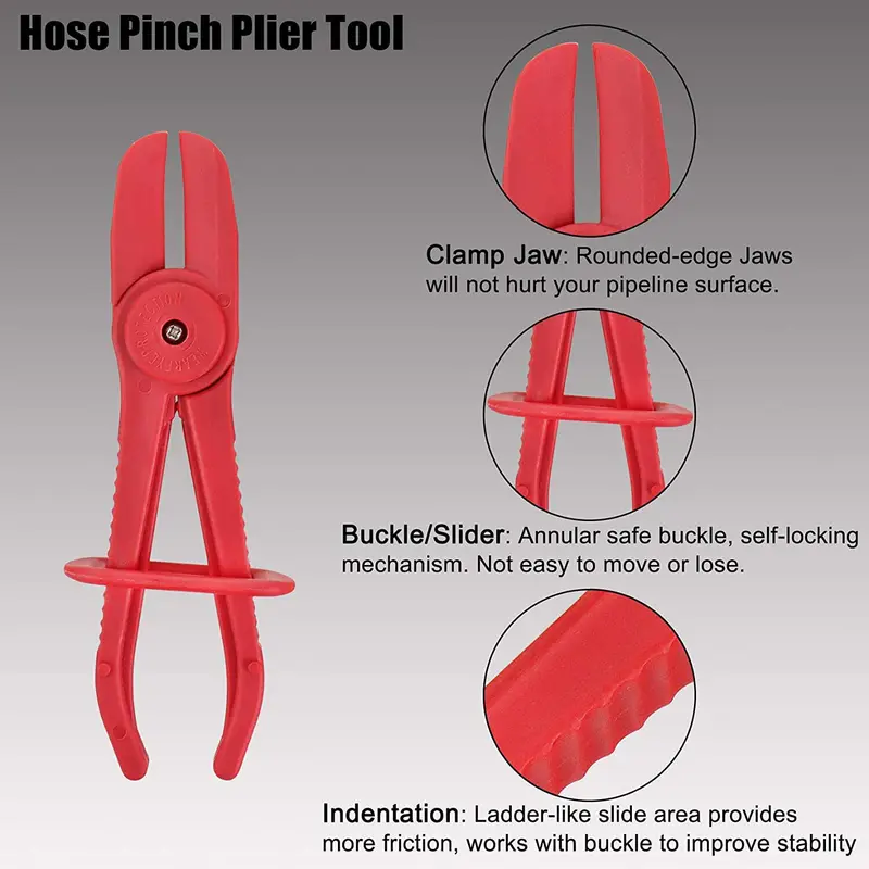3X Hose Pinch Clamp Red Brake Fuel Water Line Plier Set Garage Hand Tool Kit 3