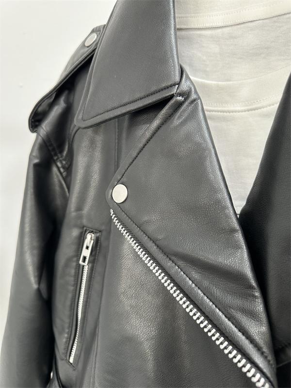 Product Introduction of NEW New Coal graysty le Women's washed leather jacket with belt, short coat with downgraded zipper and vintage lapel jacket HOT 24