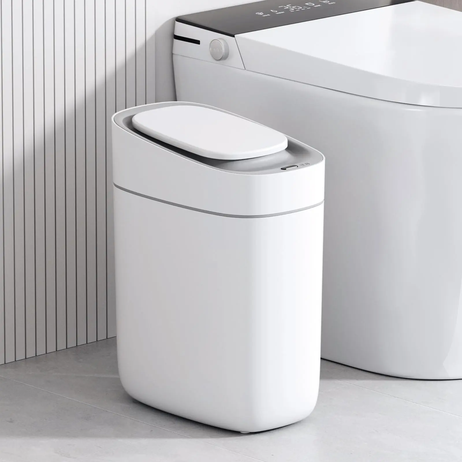 Automatic Waste Bin with Motion Sensor - White, 9L Waterproof