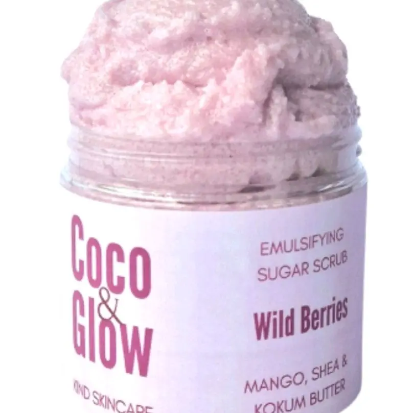 Berry Bliss Body Sugar Scrub for Cleansing and Comfort - Cocoa Exfoliant Scent Shea Skin Repair Skincare Apricot - 200ml - Peel, Apple