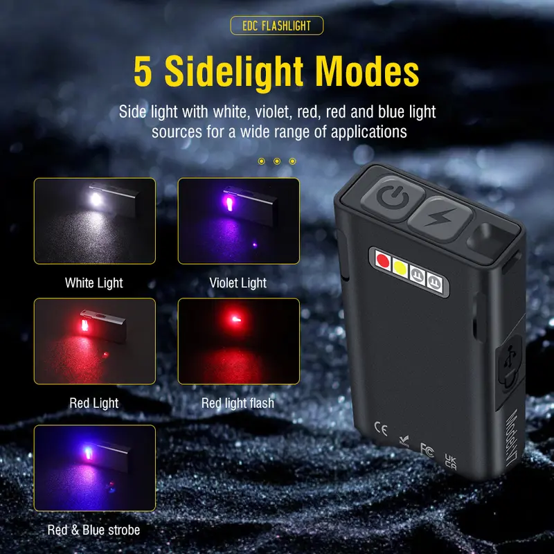 1100LM 3LED Mini EDC Flashlight Keychain Super Bright UV Torch Work Pocket Light 5