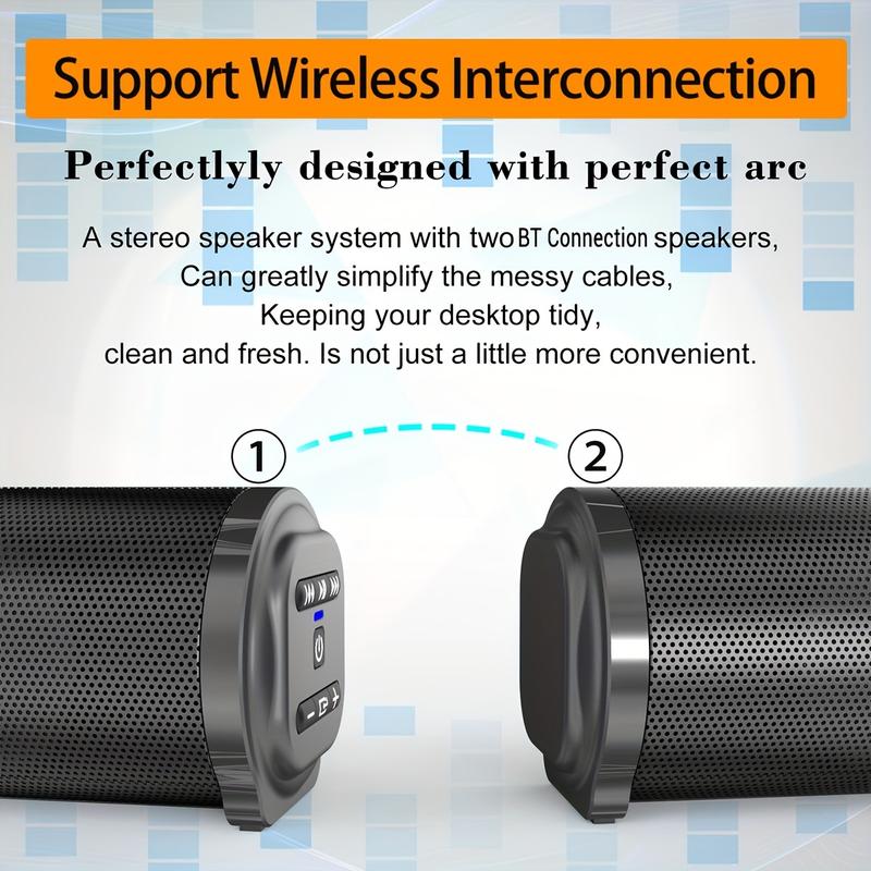 Soundcars For TV, 20W Home Theater Sound Bar With Remote Control, Support TF Card, USB, AUX And RCA Audio Input, Surround Sound Speaker System Speaker With 4pcs Subwoofer For PC/Gaming/Projectors 5