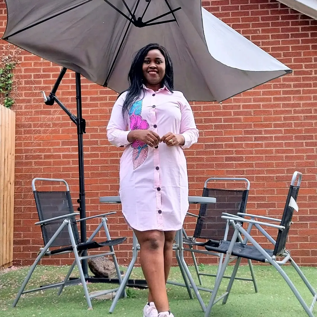 Ankara patch shirt dress.
