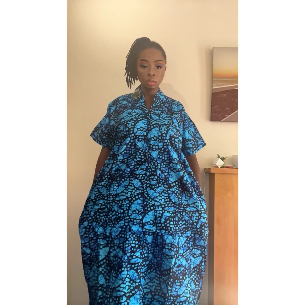 Various colours Long Ankara boubou fits size  10 to 18 Comfortable Womenswear Loose Style