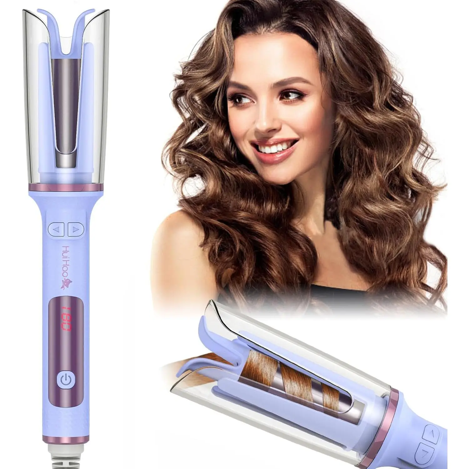 Automatic Hair Curler, Curling Iron with 360° Rotating, Adjustable Temperature Curling Wand, Fast Heating Ceramic Barrel, Dual Voltage Hair Curlers for Long Short Hair, Gifts for Women