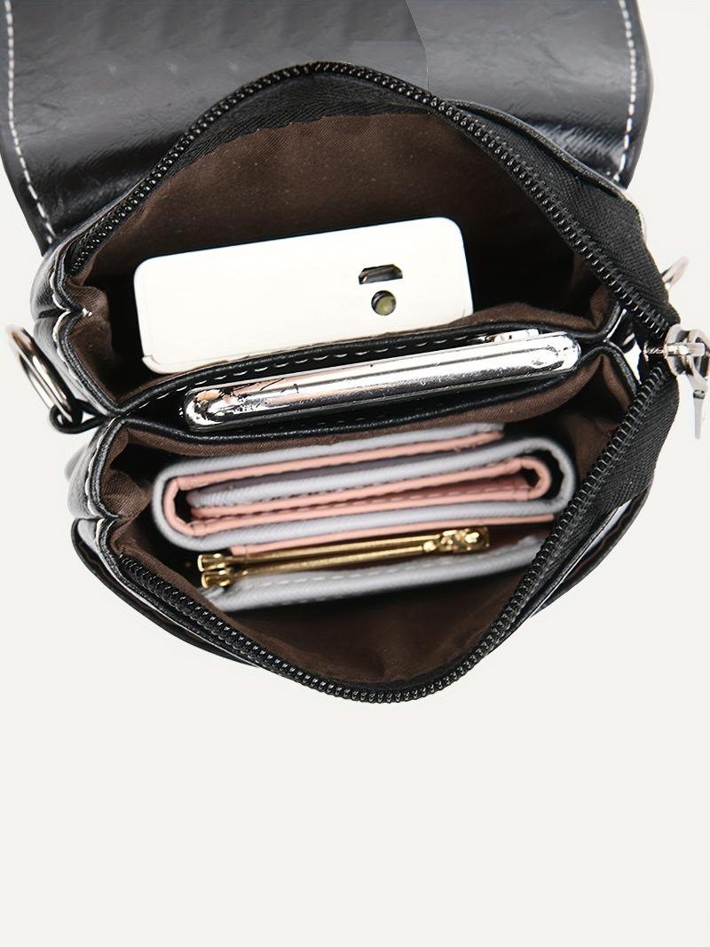 Product Introduction of Mini Retro Style Crossbody Bag, Oil Wax Leather Mobile Phone Bag, Women's Shoulder Flap Purse 5