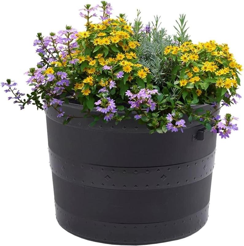 Barrel Planter Blacksmith Tub Garden Versatile Flower Pot Garden Container for Indoor or Outdoor 1