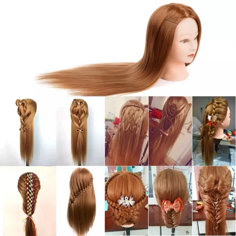 26 inch Hair Practice Training Head Mannequin Hairdressing Doll with Clamp for Haircare and Heatless Styling