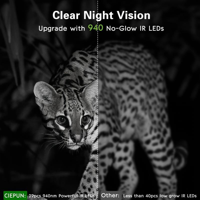Product Introduction of 【2025】4K Ultra HD Trail Camera 64MP with 940nm No-Glow IR LEDs, IP67 Waterproof Wildlife Cam, 0.05s Trigger, Motion Detection, PVC Tree Mount, Smartphone Compatible for Outdoor Surveillance and Hunting 3