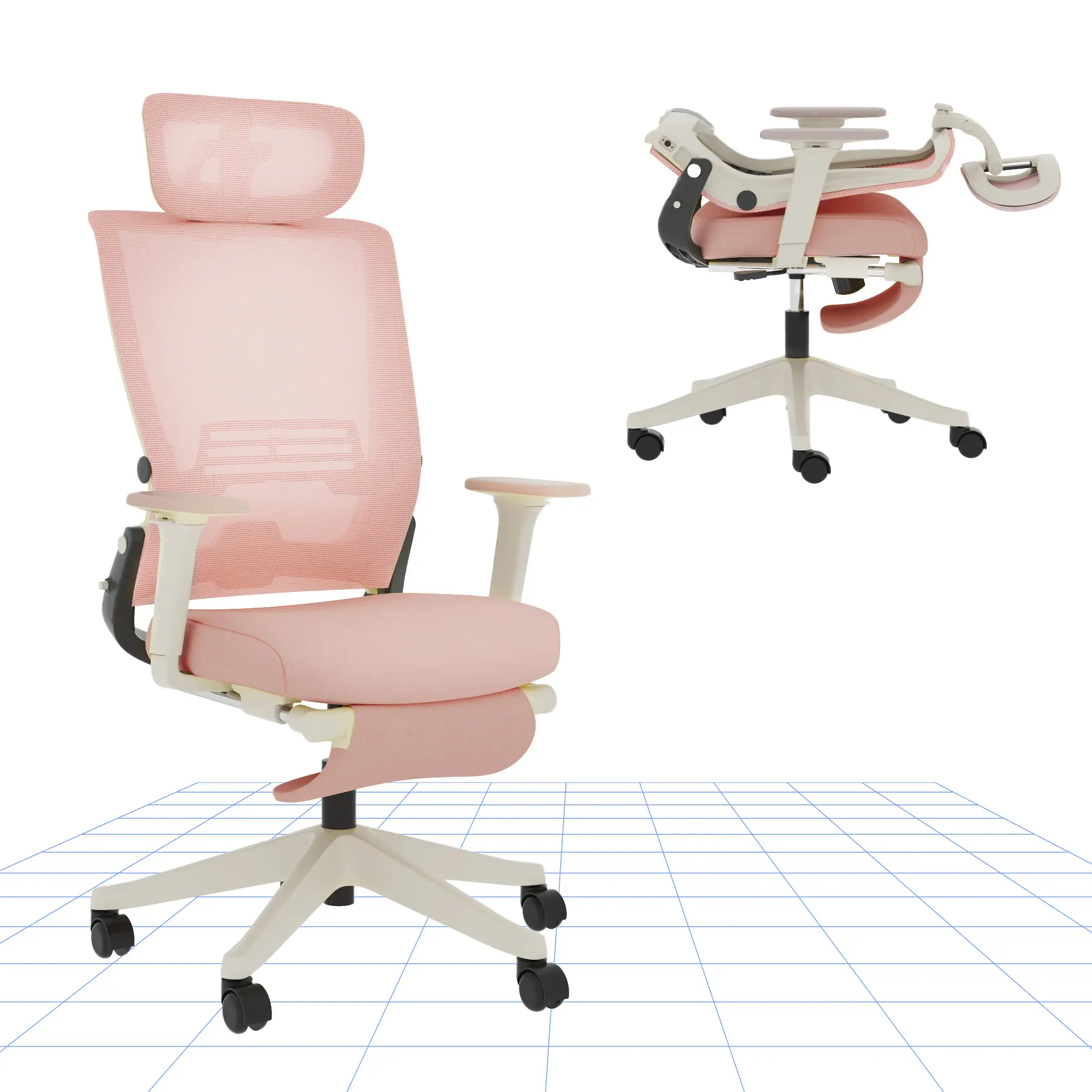 FLEXISPOT Foldable Ergonomic Office Chair with Foldable Backrest, Multi-colour Folding Desk Chair for Small Spaces with Lumbar Support, Flip-up Armrests, 3D Headrest and Footrest for Home Office leg rest