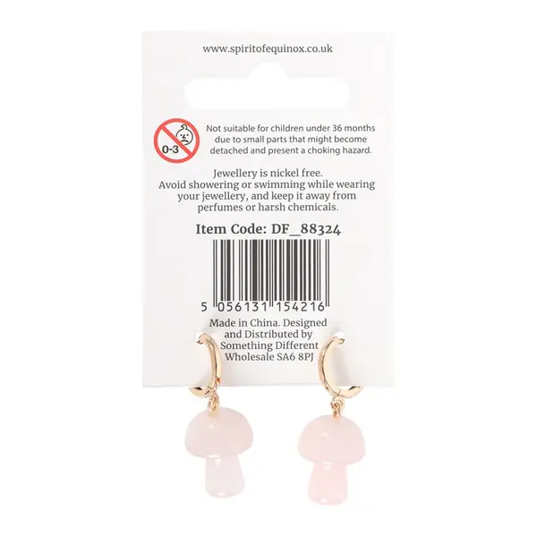 Rose Quartz Crystal Mushroom Earrings 1