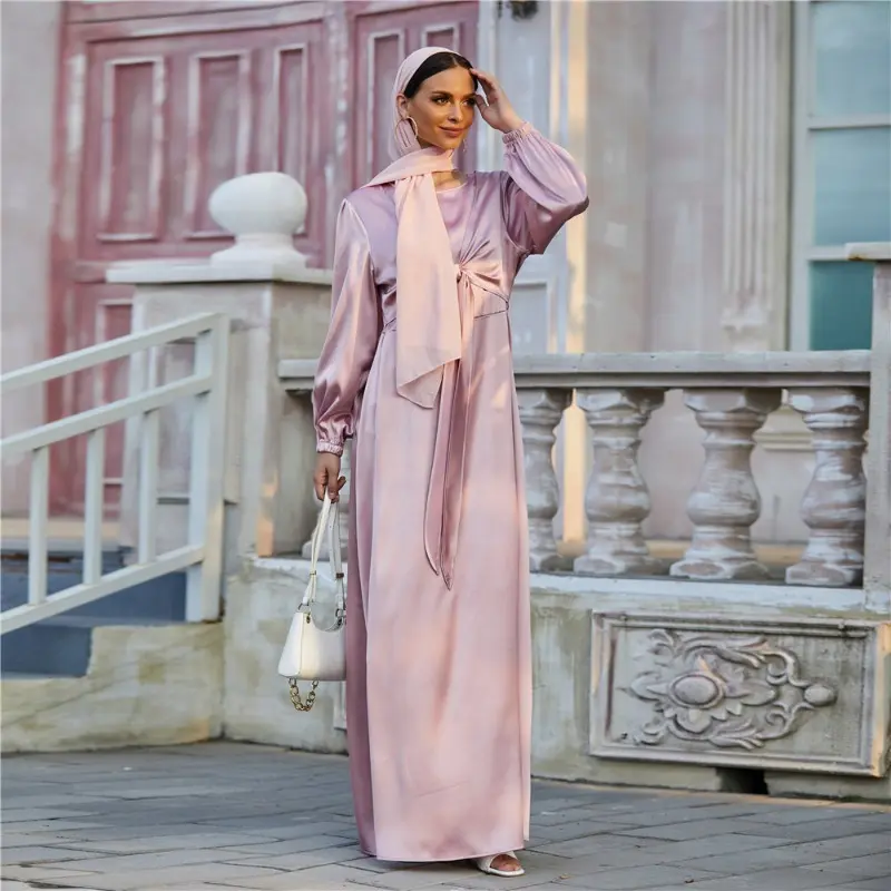 Hot-selling Soft Waist Lace-up Two Wear Dress 2024 Elegant Satin Long Dress LR433-1 4