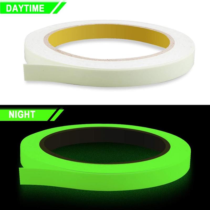 2PCS Luminous Tape,10m x 10mm Glow in Dark Tape Waterproof Fluorescent Adhesive Tape Warning Tape for Stairs Stage Supplies Decoration(Green Light) 2